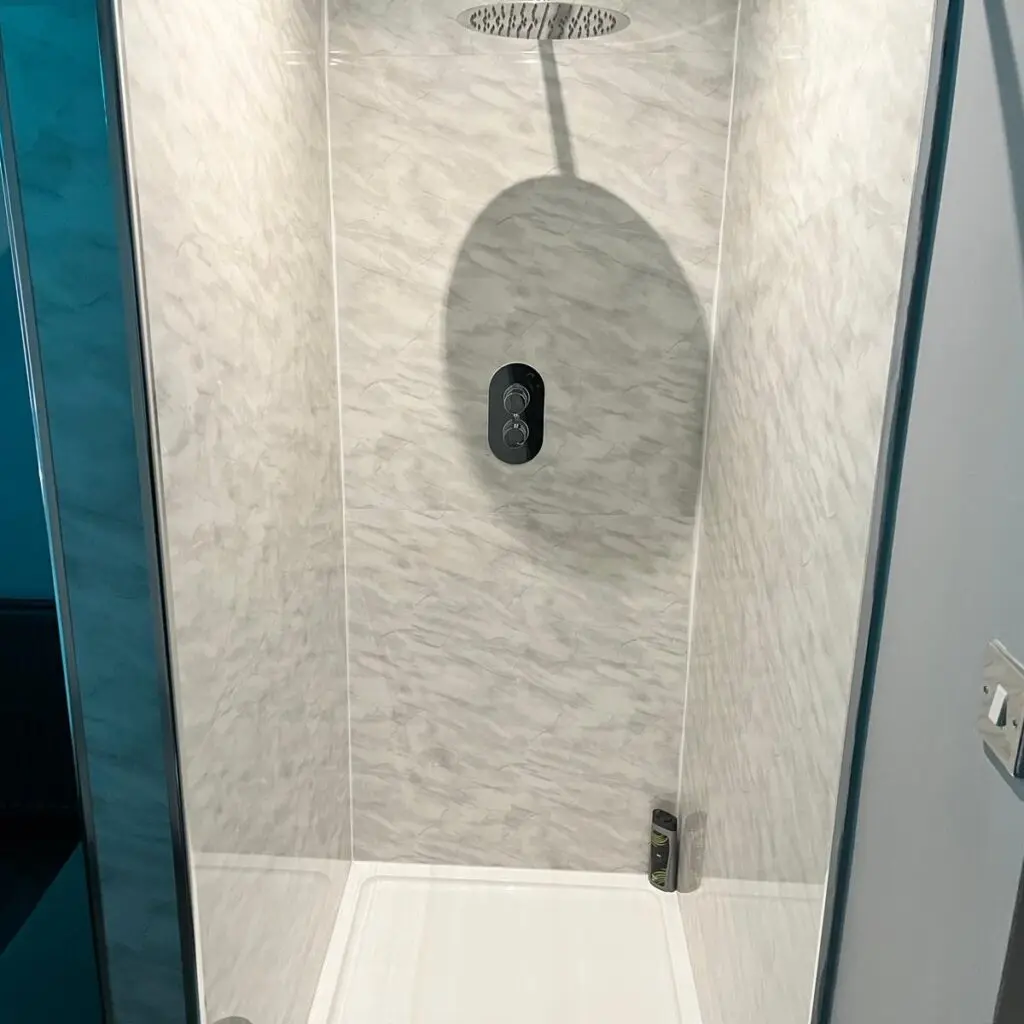 En-suite walk-in rainfall shower at Ladybirds Manchester